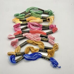 Embroidery Floss Thread Lot  13‎ Skeins J&P Coats Variegated 8m 8.75 yd Rainbow